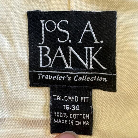 Jos. A. Bank Men Casual Button Down Shirt Long Sleeve Collared Neck Yellow SZ L - Picture 3 of 4